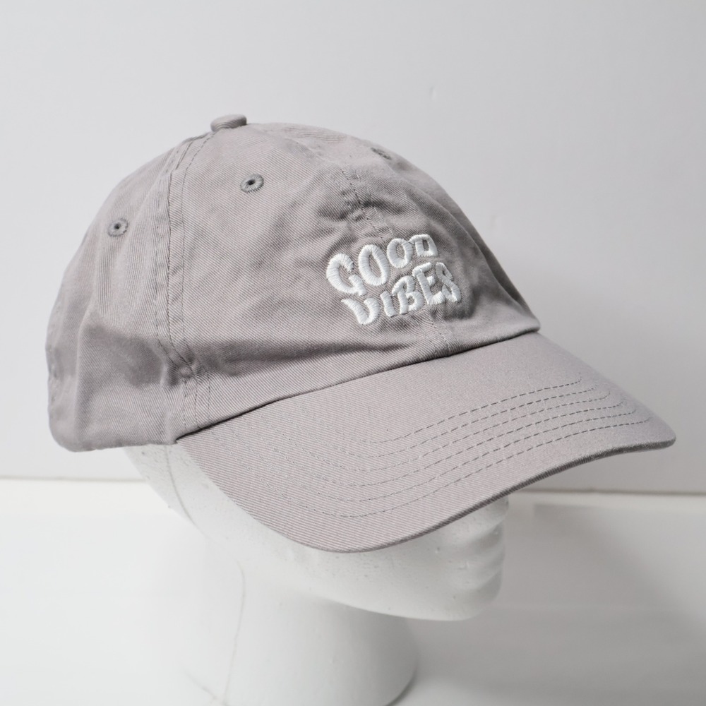 Dutch Bros Good Vibes Grey Cotton Dad Hat Adjustable Baseball Cap Windmill Logo